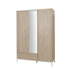 Armoire 3 Portes 1 Tiroir Marcel -Lilliputiens Soldes armoire 3 portes 1 tiroir marcel l136 h195 p58 chene blond gautier meubles OC