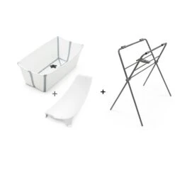 Stokke Baignoire Flexi Bath Blanche + Transat + Support De Baignoire