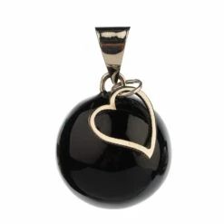 Bola De Grossesse Noir Avec Grigri Coeur Argenté