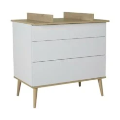 Chambre Duo Lit Bébé 70x140 Cm + Commode Avec Plan à Langer Flow White & Oak -Lilliputiens Soldes chambre duo lit 140 x 70 cm commode avec plan a langer flow white oak quax OC