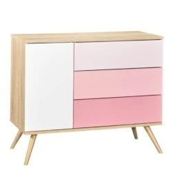 Chambre Duo Lit évolutif Bébé Little Big Bed 70x140 Cm + Commode Seventies Rose -Lilliputiens Soldes chambre duo lit little big bed 140 x 70 commode seventies rose sauthon meubles OD