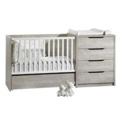 Chambre Duo Lit évolutif Bébé Combiné 60x120 Cm En 90x190 Cm + Armoire Loft Bois -Lilliputiens Soldes chambre lit combine armoire loft bois sauthon meubles OH