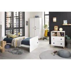 Chambre Duo Lit évolutif Bébé Combiné 60x120 Cm En 90x190 Cm + Armoire Oslo Etoile -Lilliputiens Soldes chambre lit combine armoire oslo etoile sauthon meubles OF