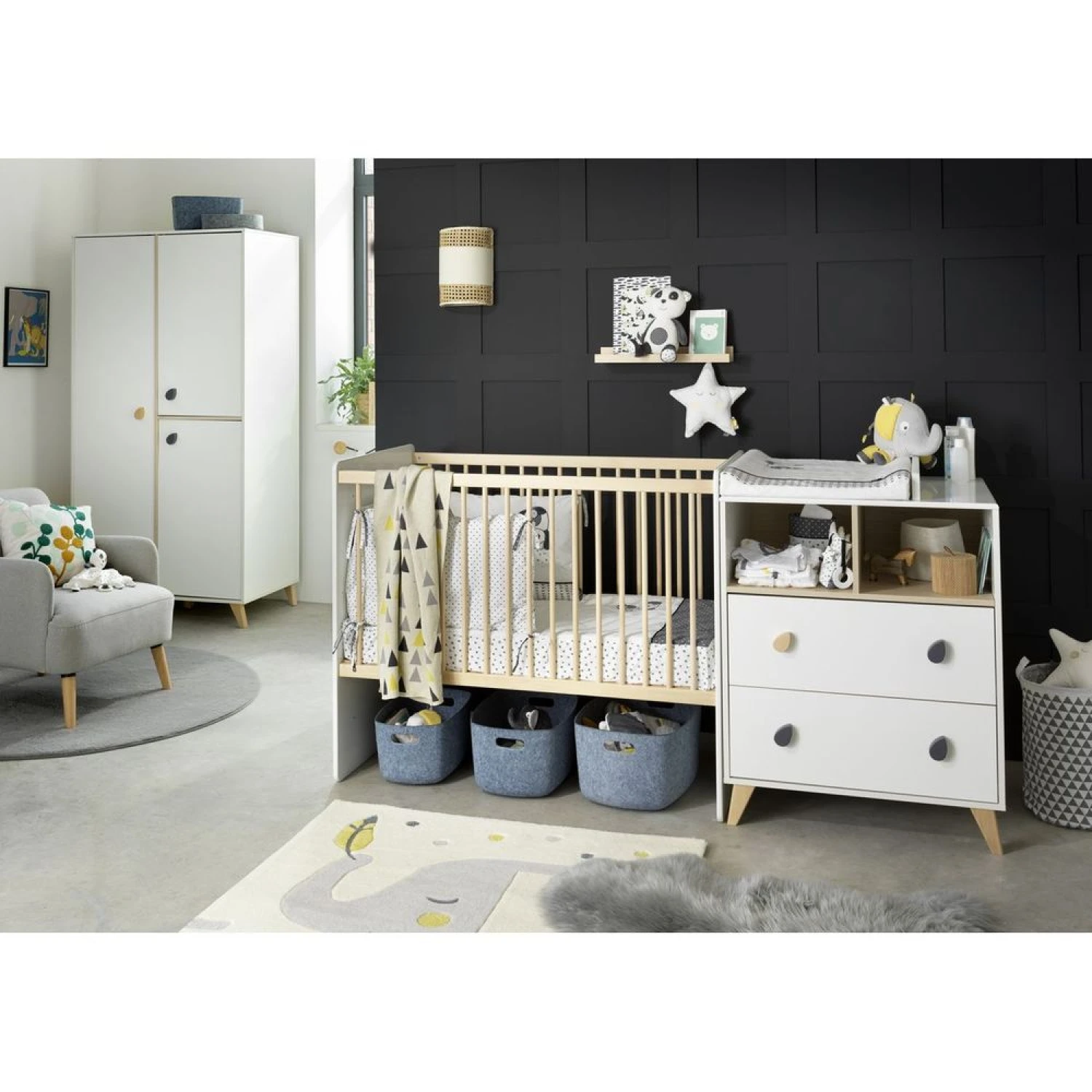 Chambre Duo Lit évolutif Bébé Combiné 60x120 Cm En 90x190 Cm + Armoire Oslo Goutte 1 Chambre Duo Lit évolutif Bébé Combiné 60x120 Cm En 90x190 Cm + Armoire Oslo Goutte