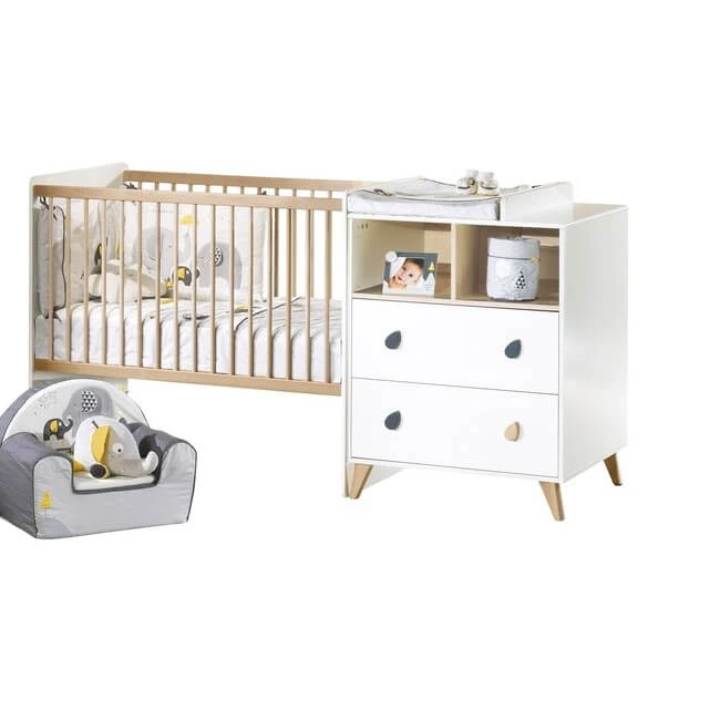 Chambre Duo Lit évolutif Bébé Combiné 60x120 Cm En 90x190 Cm + Armoire Oslo Goutte 2 Chambre Duo Lit évolutif Bébé Combiné 60x120 Cm En 90x190 Cm + Armoire Oslo Goutte – Image 2