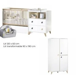 Chambre Duo Lit évolutif Bébé Combiné 60x120 Cm En 90x190 Cm + Armoire Oslo Goutte 16 Chambre Duo Lit évolutif Bébé Combiné 60x120 Cm En 90x190 Cm + Armoire Oslo Goutte -Lilliputiens Soldes chambre lit combine armoire oslo goutte sauthon meubles OH