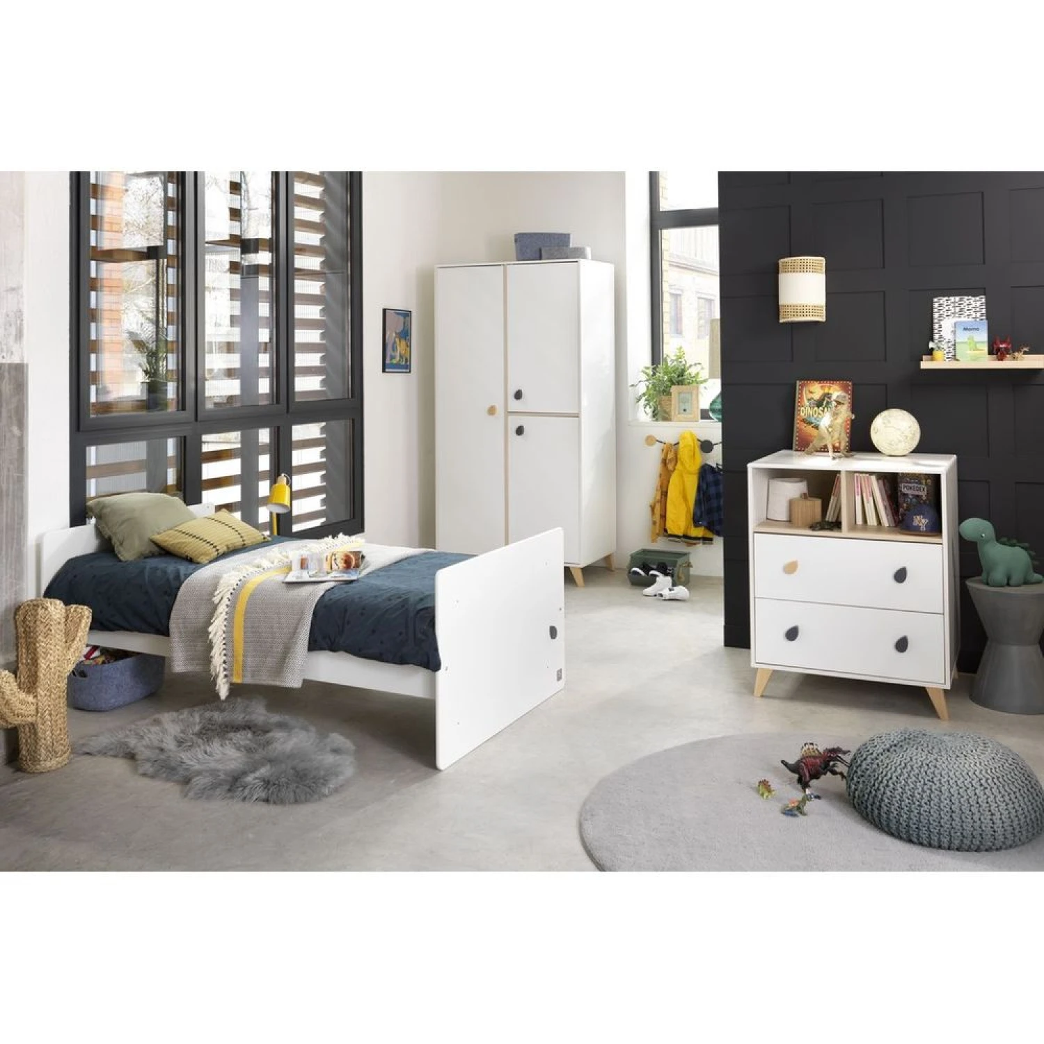 Chambre Duo Lit évolutif Bébé Combiné 60x120 Cm En 90x190 Cm + Armoire Oslo Goutte 9 Chambre Duo Lit évolutif Bébé Combiné 60x120 Cm En 90x190 Cm + Armoire Oslo Goutte – Image 9