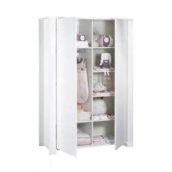 Chambre Trio Lit 60x120 Cm + Armoire + Commode Loft Blanc 12 Chambre Trio Lit 60x120 Cm + Armoire + Commode Loft Blanc -Lilliputiens Soldes chambre trio lit 120 x 60 commode armoire loft blanc sauthon meubles OF