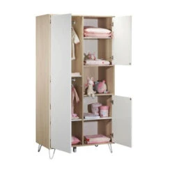 Chambre Trio Lit évolutif Bébé Little Big Bed 70x140 Cm + Armoire + Commode Happy -Lilliputiens Soldes chambre trio lit little big bed 140 x 70 commode armoire happy sauthon meubles OI
