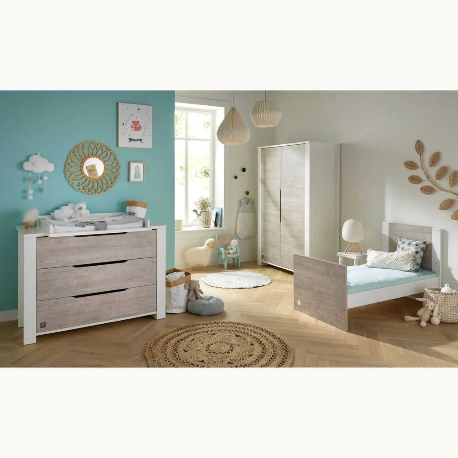 Chambre Trio Lit évolutif Bébé Little Big Bed 70x140 Cm + Armoire + Commode Loft Bois 1 Chambre Trio Lit évolutif Bébé Little Big Bed 70x140 Cm + Armoire + Commode Loft Bois