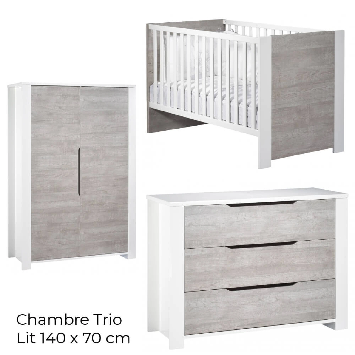 Chambre Trio Lit évolutif Bébé Little Big Bed 70x140 Cm + Armoire + Commode Loft Bois 4 Chambre Trio Lit évolutif Bébé Little Big Bed 70x140 Cm + Armoire + Commode Loft Bois – Image 4