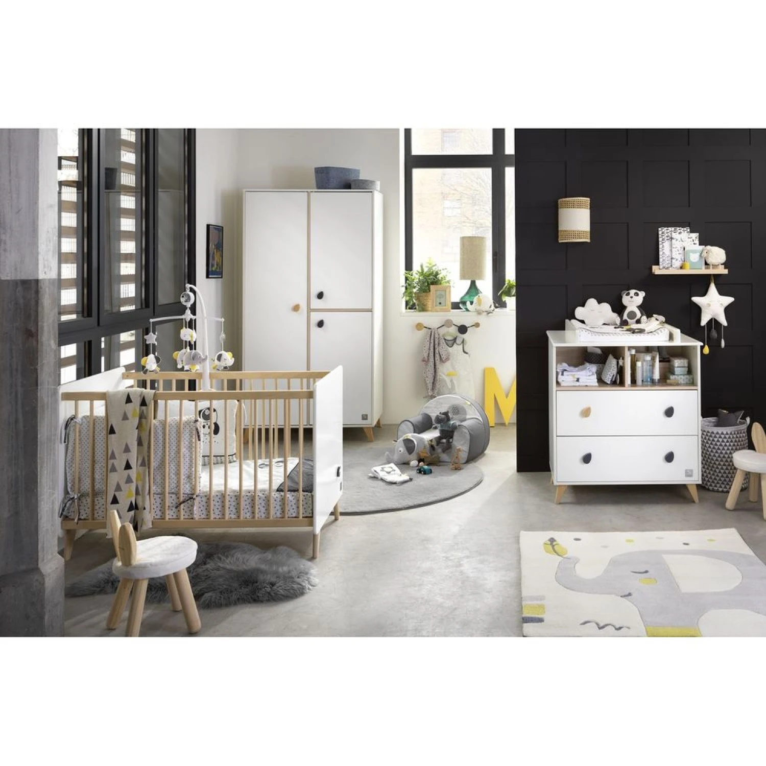 Chambre Trio évolutif Bébé Lit Little Big Bed 70x140 Cm + Armoire + Commode Oslo Goutte 1 Chambre Trio évolutif Bébé Lit Little Big Bed 70x140 Cm + Armoire + Commode Oslo Goutte