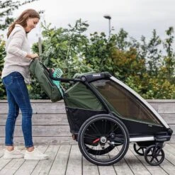 Thule Remorque De Vélo Chariot Cab 2 Cypress Green -Lilliputiens Soldes chariot cab 2 cypres green thule OG