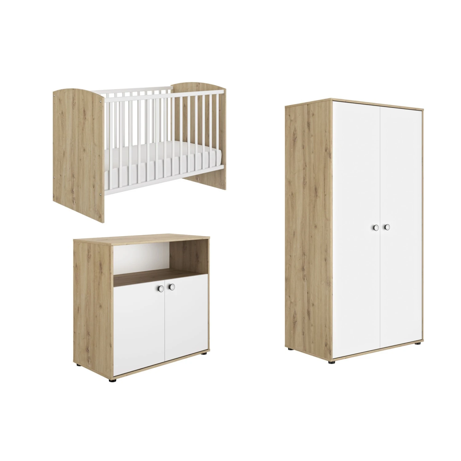 Chambre Trio Arthur - Lit 70/140 + Commode + Armoire 2 Chambre Trio Arthur - Lit 70/140 + Commode + Armoire – Image 2