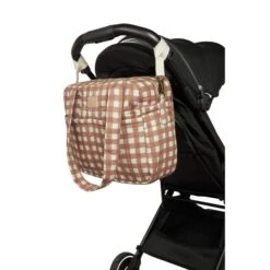 Sac à Langer Imperméable Terracotta Checks -Lilliputiens Soldes hyde park waterproof stroller bag 38x33x16 terracotta checks nobodinoz OD