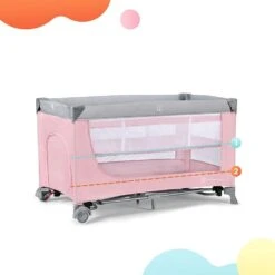 Kinderkraft Lit Parapluie Leody - Pink -Lilliputiens Soldes kinderkraft folding bed leody pink kinderkraft OL