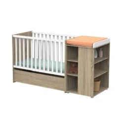 Lit évolutif Bébé Combiné 60x120 Cm En 90x190 Cm Nova Blanc Lin -Lilliputiens Soldes lit combine 120x60 evolutif en 90x190 nova blanc lin sauthon meubles OC