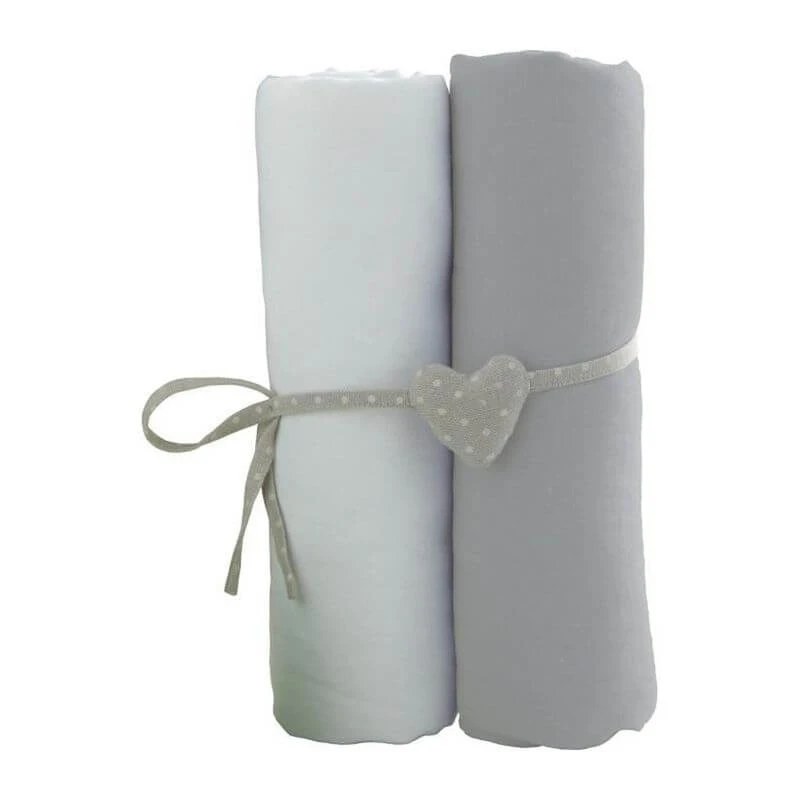 Lot De 2 Draps Housse 60x120 Cm Blanc Et Gris 1 Lot De 2 Draps Housse 60x120 Cm Blanc Et Gris