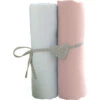 Lot De 2 Draps Housse 70x140 Cm Blanc Et Rose