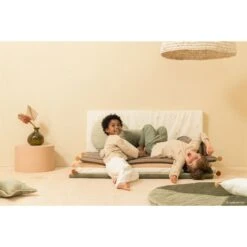 Matelas De Sol Majestic Bio Green Taupe Stripes -Lilliputiens Soldes matelas de sol eco majestic nobodinoz 320919 OD