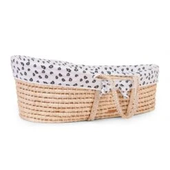 Childhome Couffin Panier Moise Natural + Matelas + Habillage Jersey Léopard -Lilliputiens Soldes panier moise soft cornhusk natural matelas habbilage jersey leopard childhome OC