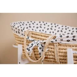 Childhome Couffin Panier Moise Natural + Matelas + Habillage Jersey Léopard -Lilliputiens Soldes panier moise soft cornhusk natural matelas habbilage jersey leopard childhome OE