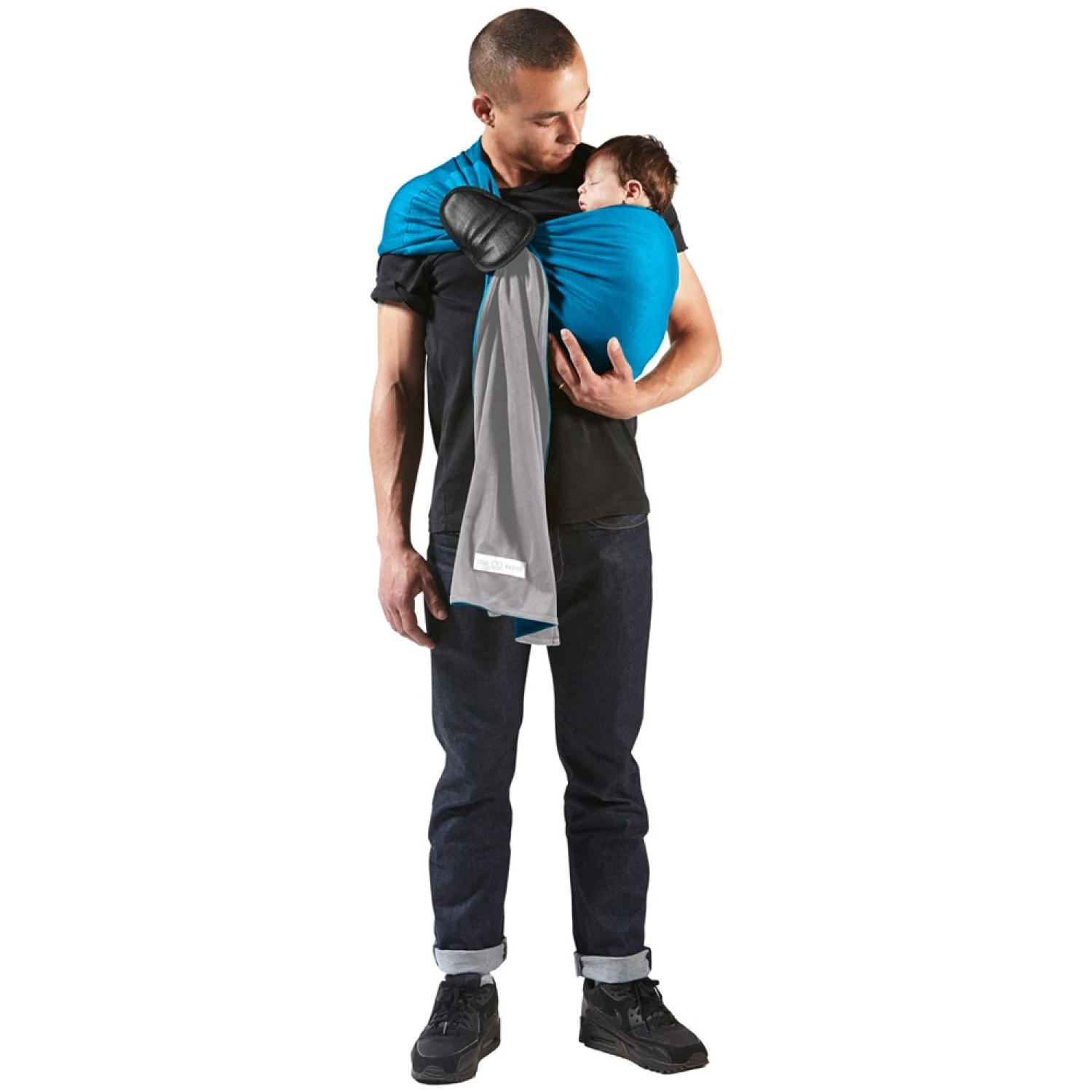 Petite écharpe De Portage Sans Nœud Chiné Et Bleu Canard 2 Petite écharpe De Portage Sans Nœud Chiné Et Bleu Canard – Image 2