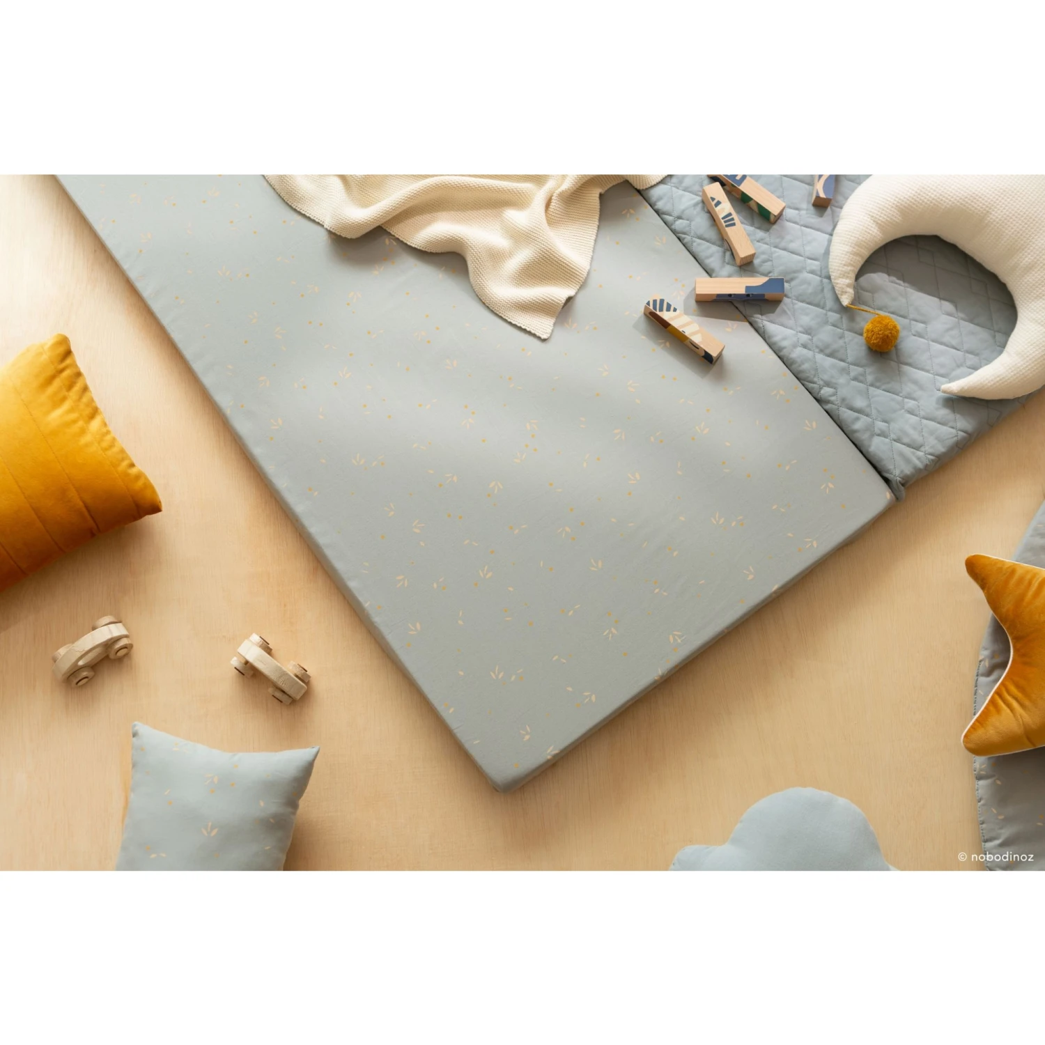 Matelas De Sol Coton Bio St Barth Willow Soft Blue 2 Matelas De Sol Coton Bio St Barth Willow Soft Blue – Image 2