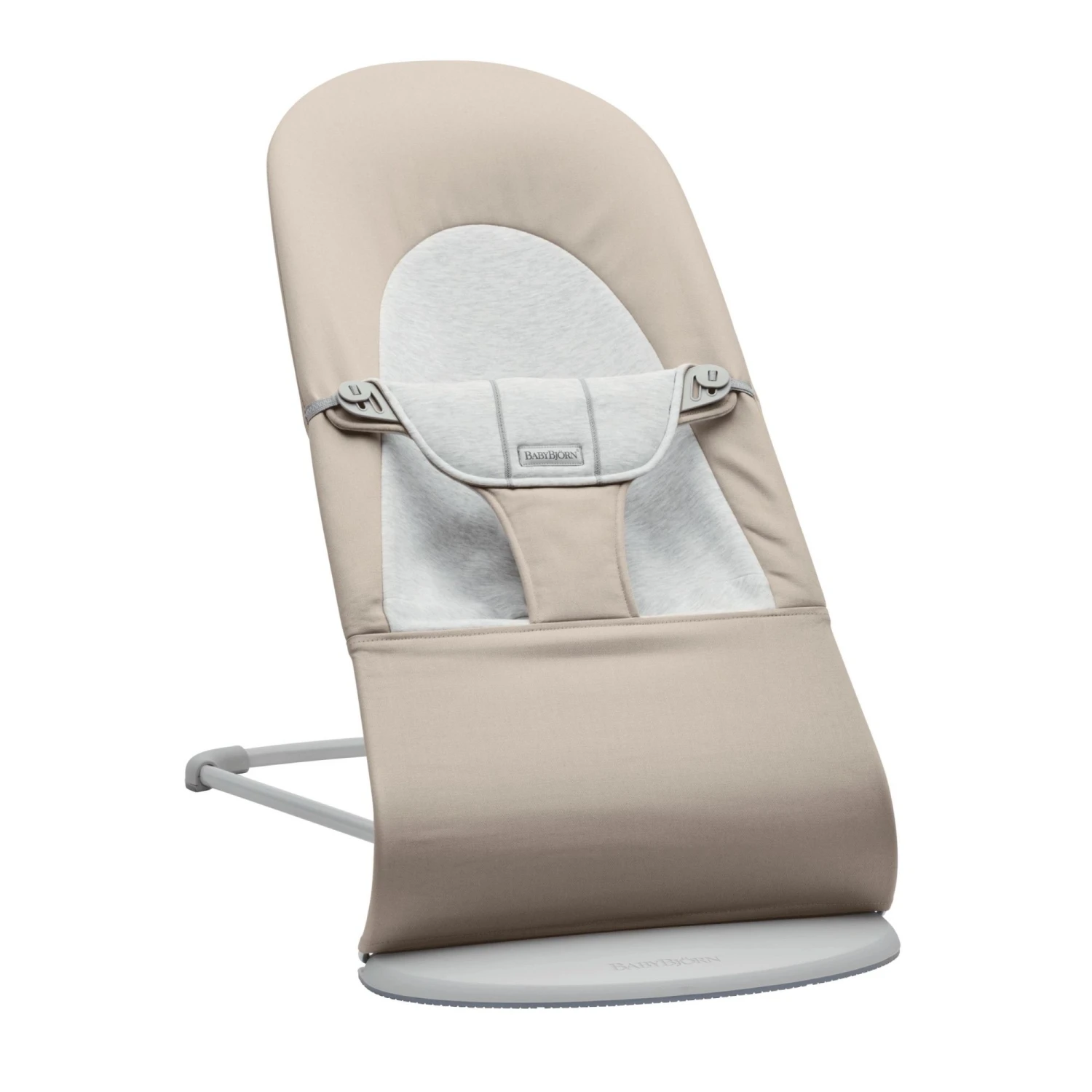 BabyBjörn Transat Bébé Balance Soft Coton Et Jersey Beige Et Gris Cadre Gris Clair 1 BabyBjörn Transat Bébé Balance Soft Coton Et Jersey Beige Et Gris Cadre Gris Clair